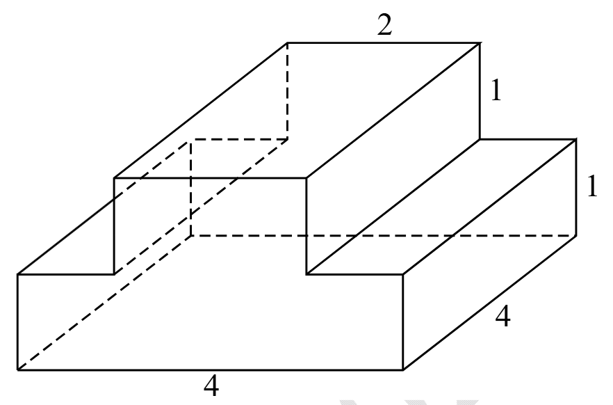 Деталь-многогранник со ступенями, размеры 4, 4, 2, 1, 1